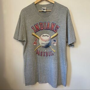 Cleveland Indians baseball Vintage single stitch gray Tee size  large